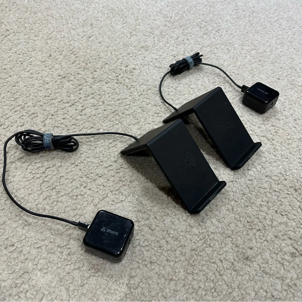 Set of 2 Atomi Qi Wireless Charge Stand Smartphone Chargers